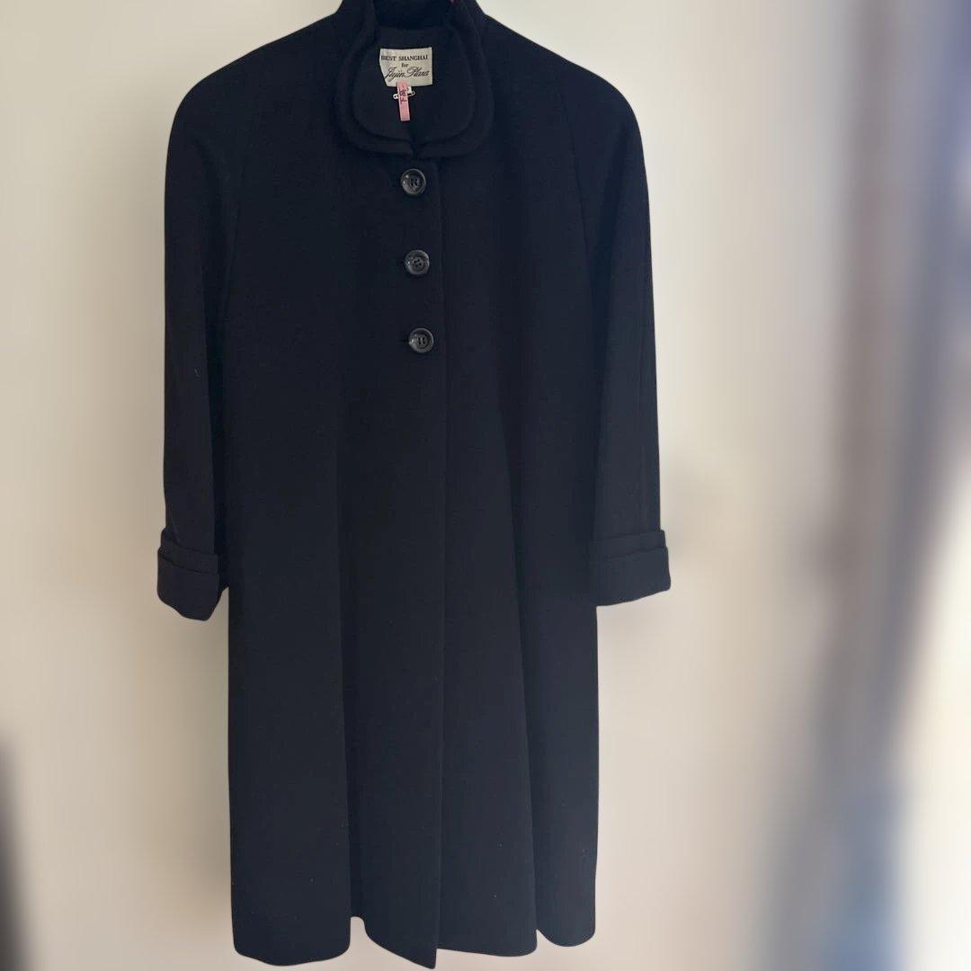 BEST SHANGHAI 黒ロングコート カシミヤ混サイズ40
