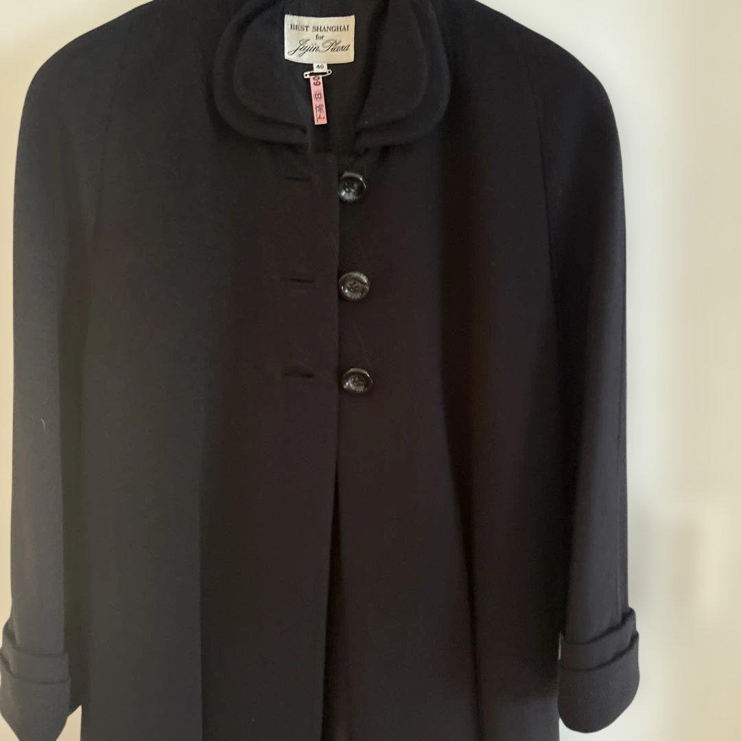 BEST SHANGHAI 黒ロングコート カシミヤ混サイズ40