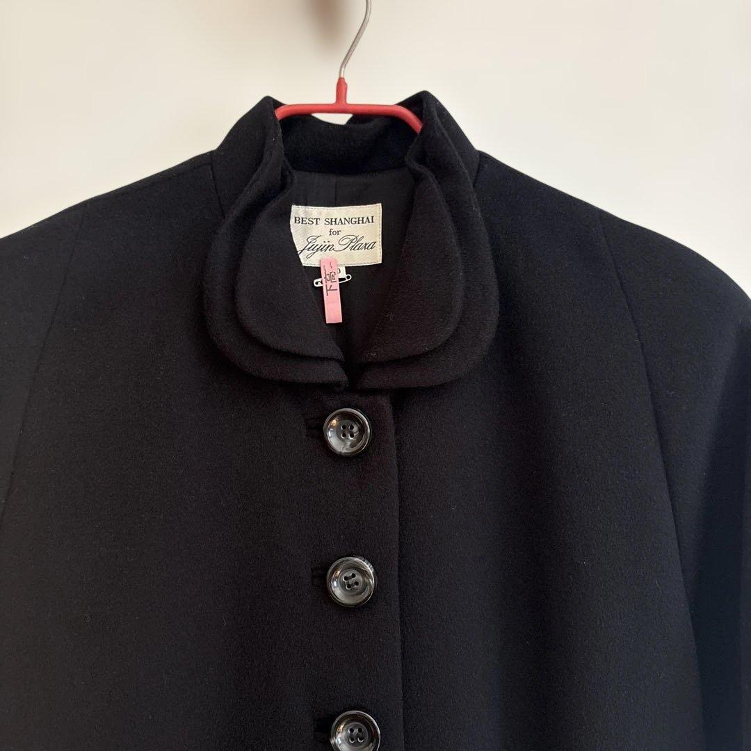 BEST SHANGHAI 黒ロングコート カシミヤ混サイズ40