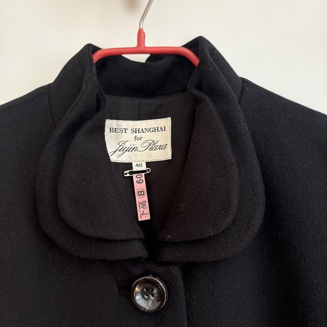 BEST SHANGHAI 黒ロングコート カシミヤ混サイズ40