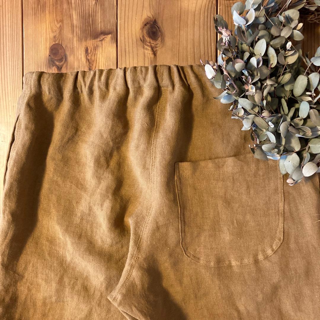 nasuvi＊ハンドメイド＊サフィランフランスリネン　スリムもんぺパンツＬ