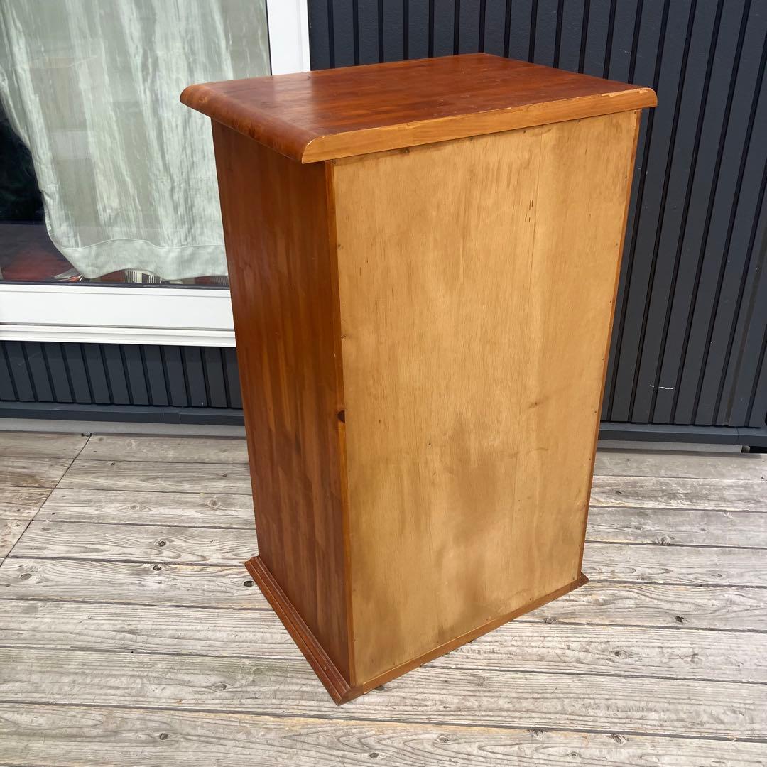 北欧レトロ 花柄タイル張り 木製チェスト 4段タンス カントリー 古家具