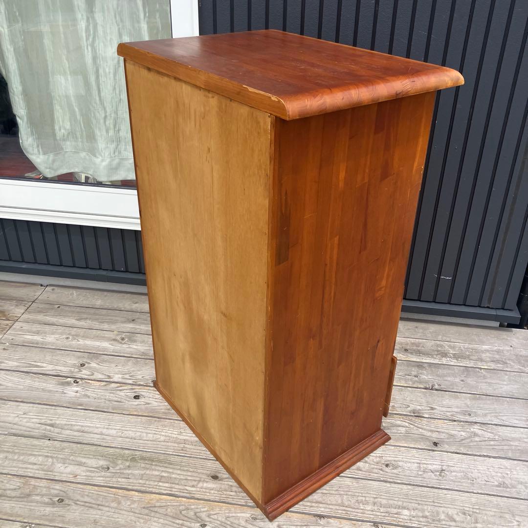 北欧レトロ 花柄タイル張り 木製チェスト 4段タンス カントリー 古家具