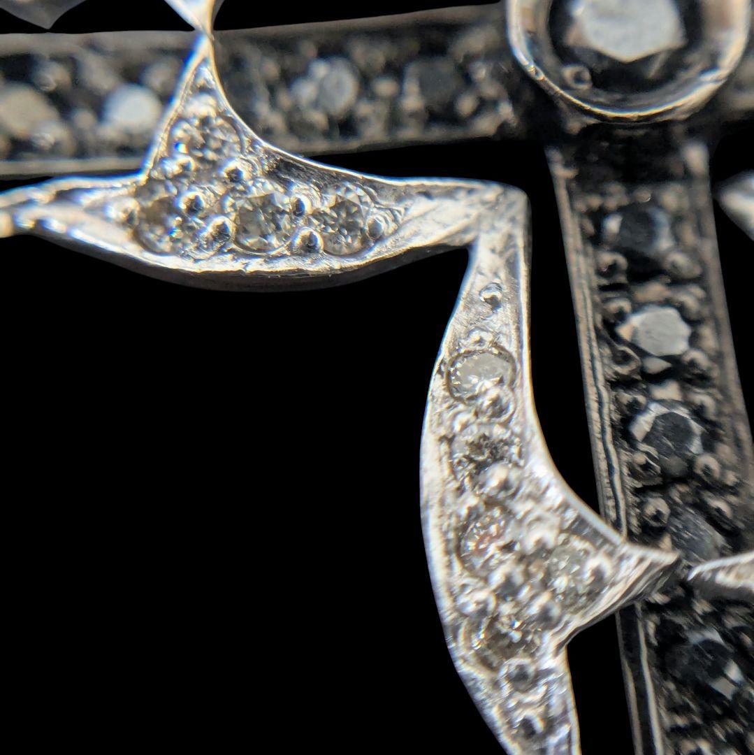 K18WG クロスペンダントトップ ブラックダイヤ 6.5g