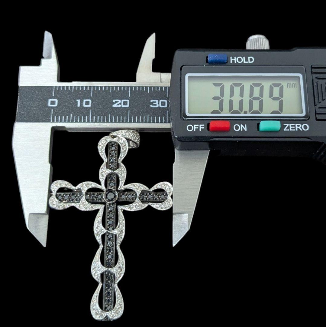 K18WG クロスペンダントトップ ブラックダイヤ 6.5g