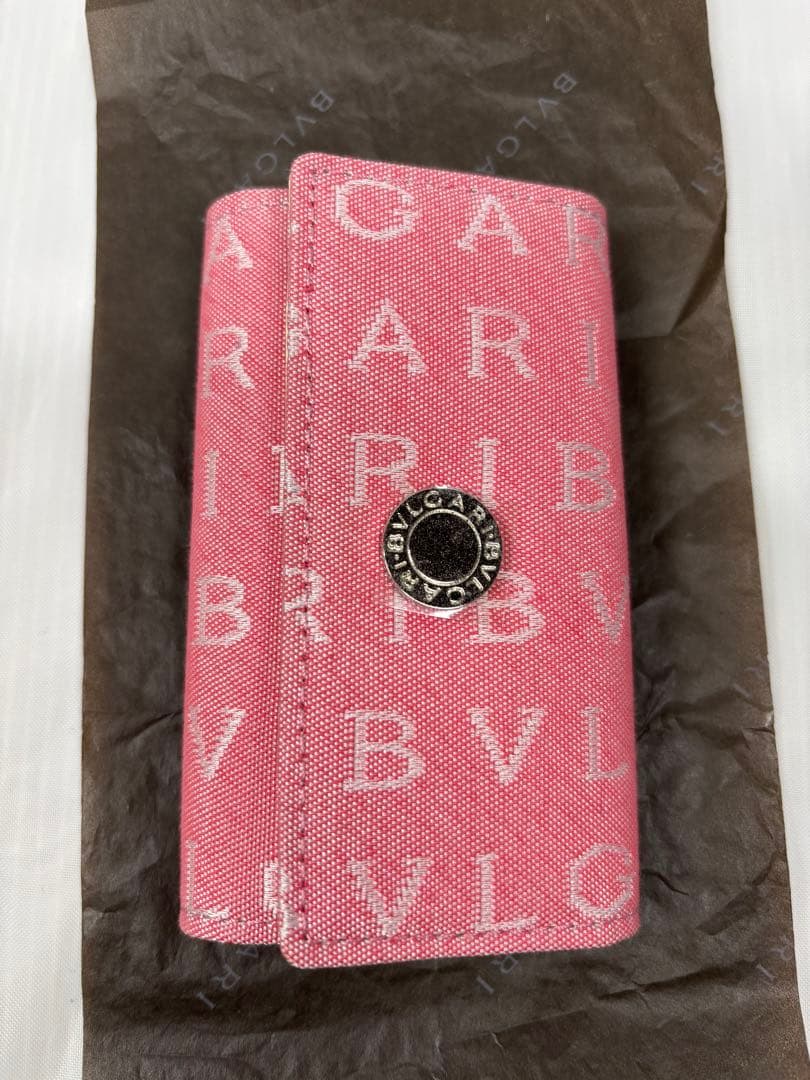 未使用　BVLGARI(ブルガリ) 6連キーキーケース　キャンバ　ピンク　箱付き