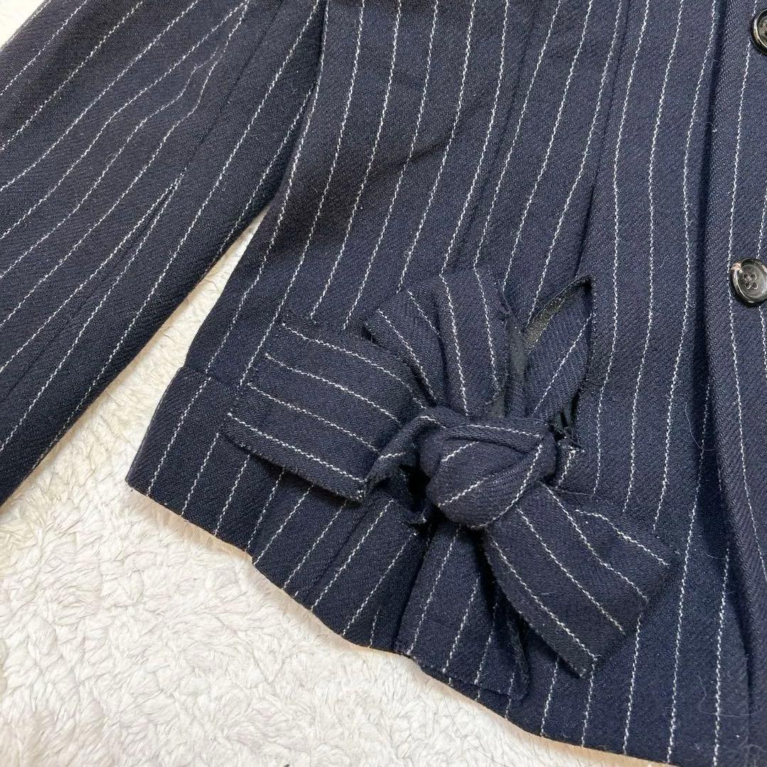 コムデギャルソン　ウール　ジャケット　リボン　ストライプ　変形