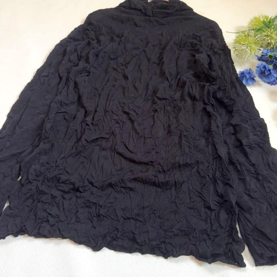 ISSEY MIYAKE ワッシャー ハイネック 黒 長袖カットソー M