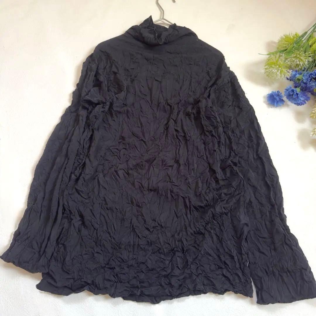 ISSEY MIYAKE ワッシャー ハイネック 黒 長袖カットソー M