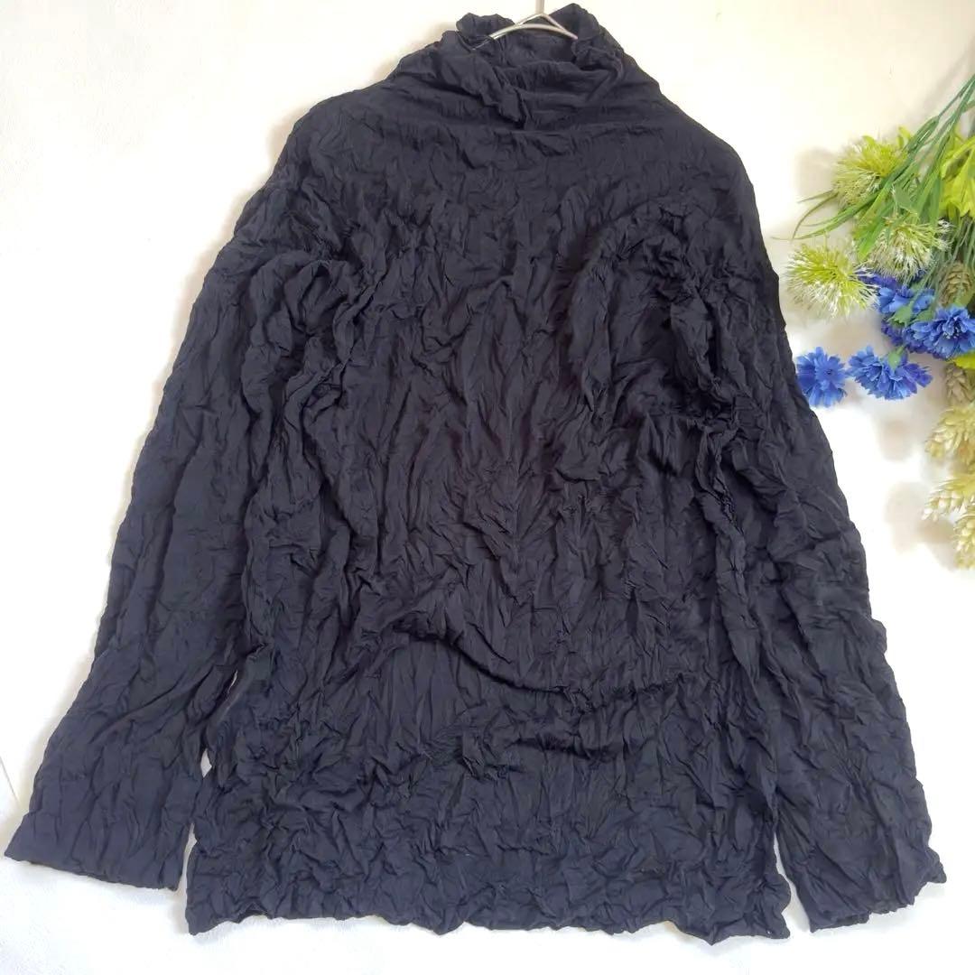 ISSEY MIYAKE ワッシャー ハイネック 黒 長袖カットソー M