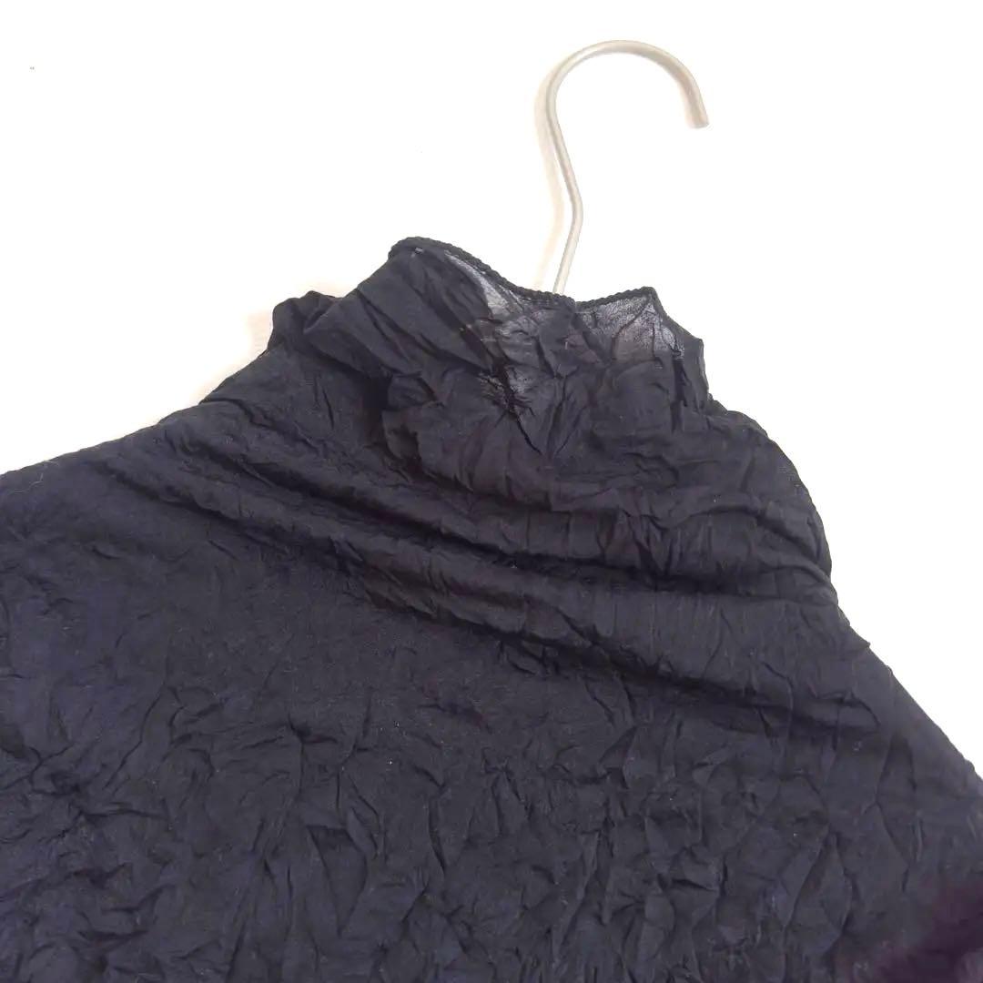 ISSEY MIYAKE ワッシャー ハイネック 黒 長袖カットソー M