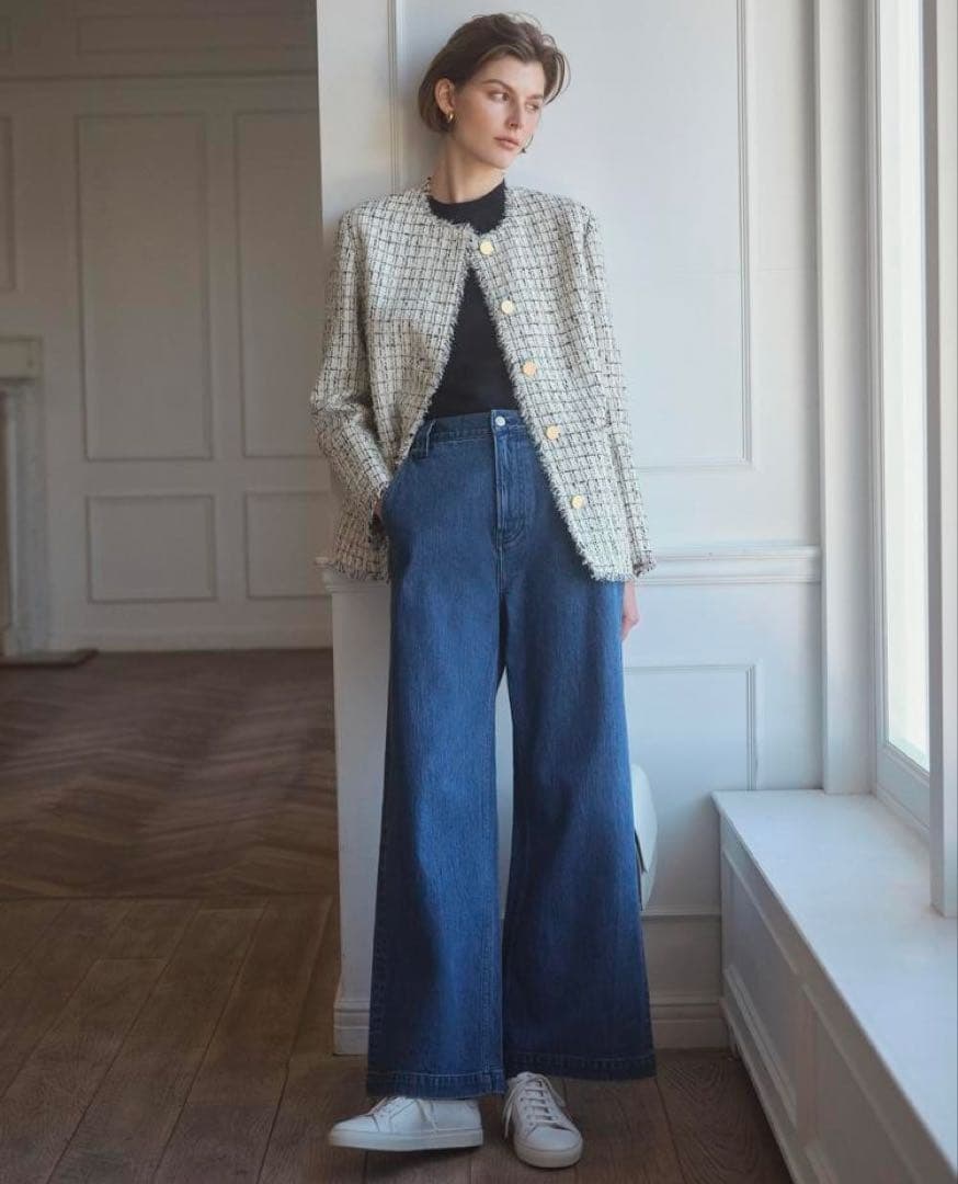 theory luxe 25SS 完売 ノーカラー ツイードジャケット