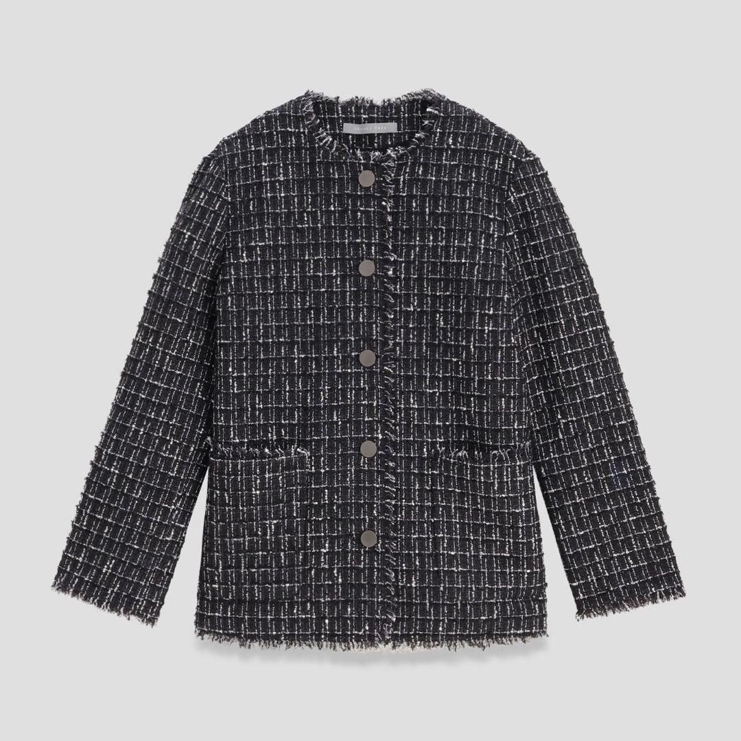 theory luxe 25SS 完売 ノーカラー ツイードジャケット