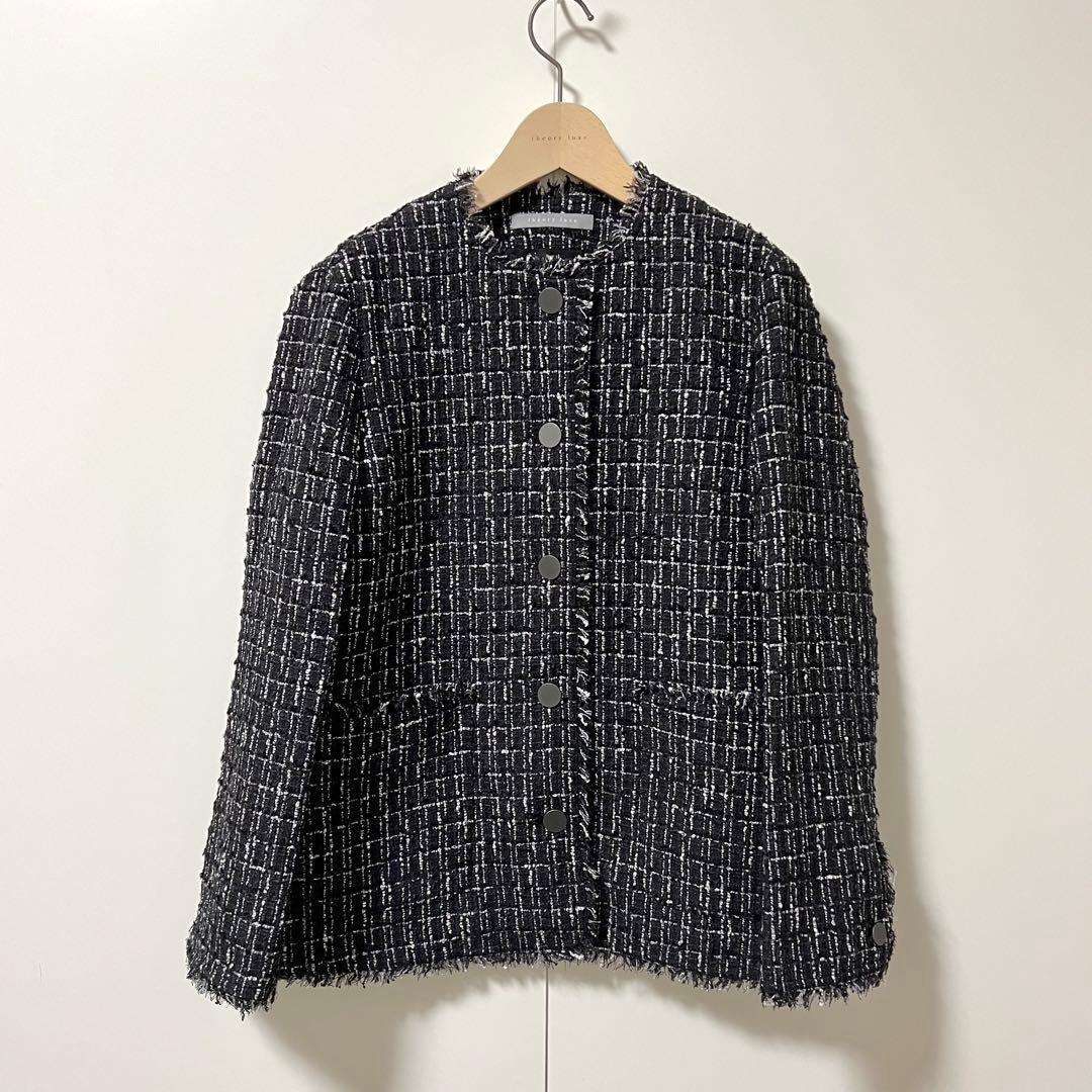 theory luxe 25SS 完売 ノーカラー ツイードジャケット