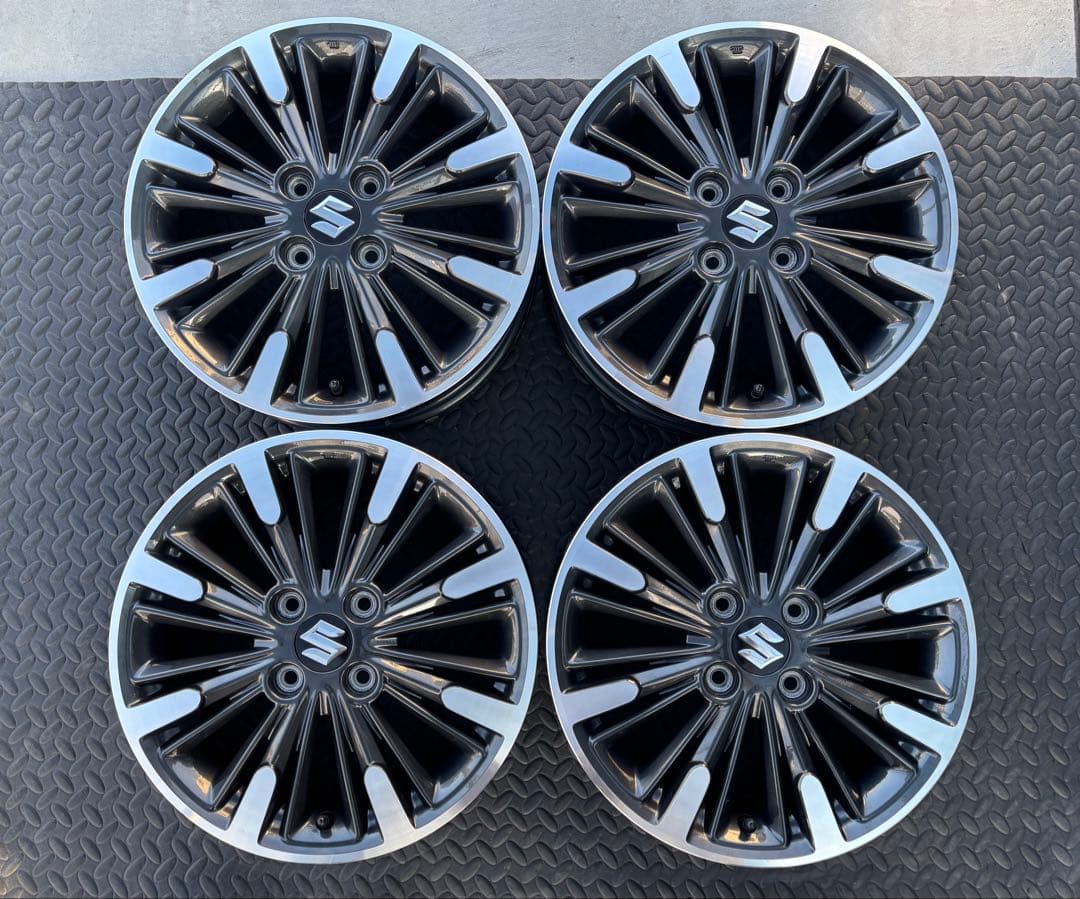 美品 mk53sスペーシアカスタム 純正 15インチ 4本 エアバルブ新品交換済