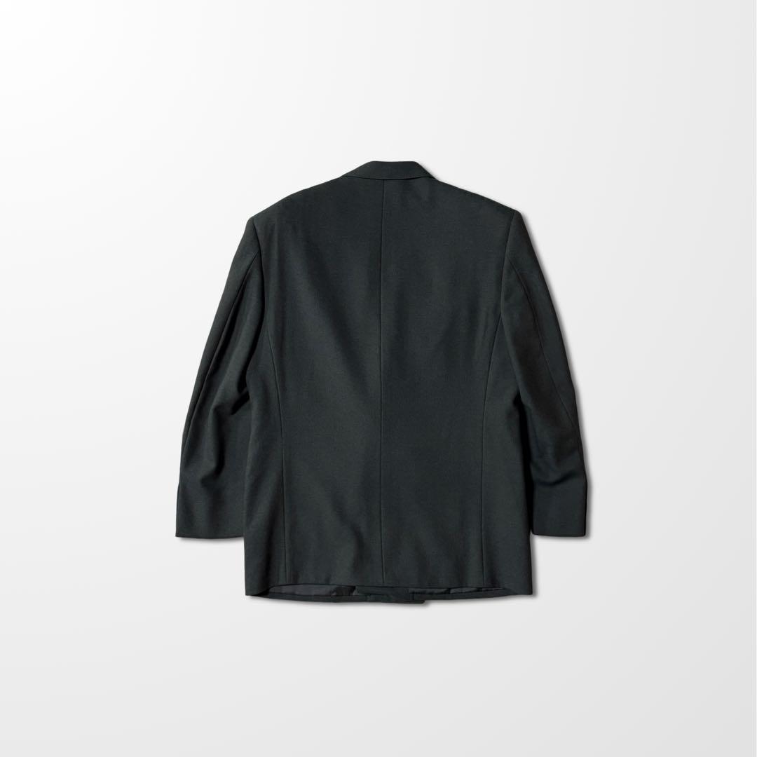 バレンシアガ ダブル ジャケット グリーン　黒 ウール テーラード L 古着