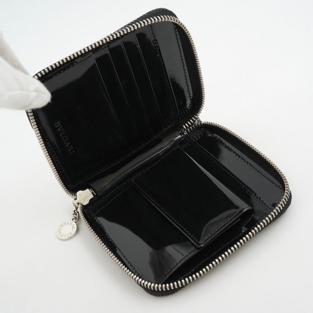極上美品　BVLGARI ブルガリ　二つ折り　ロゴマニア　キャンバス×レザー　黒