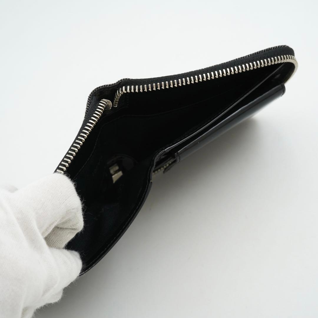 極上美品　BVLGARI ブルガリ　二つ折り　ロゴマニア　キャンバス×レザー　黒