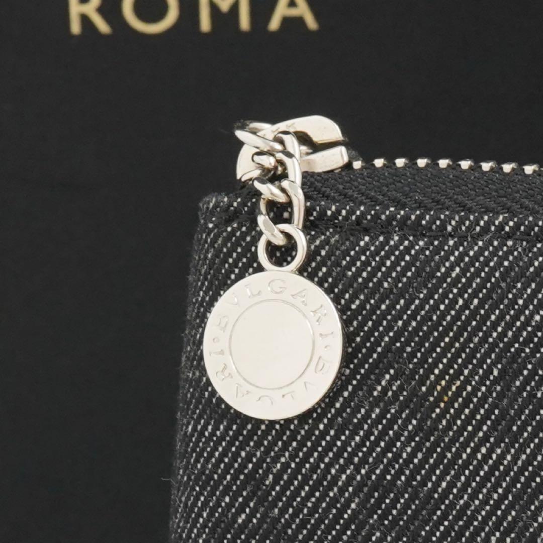 極上美品　BVLGARI ブルガリ　二つ折り　ロゴマニア　キャンバス×レザー　黒