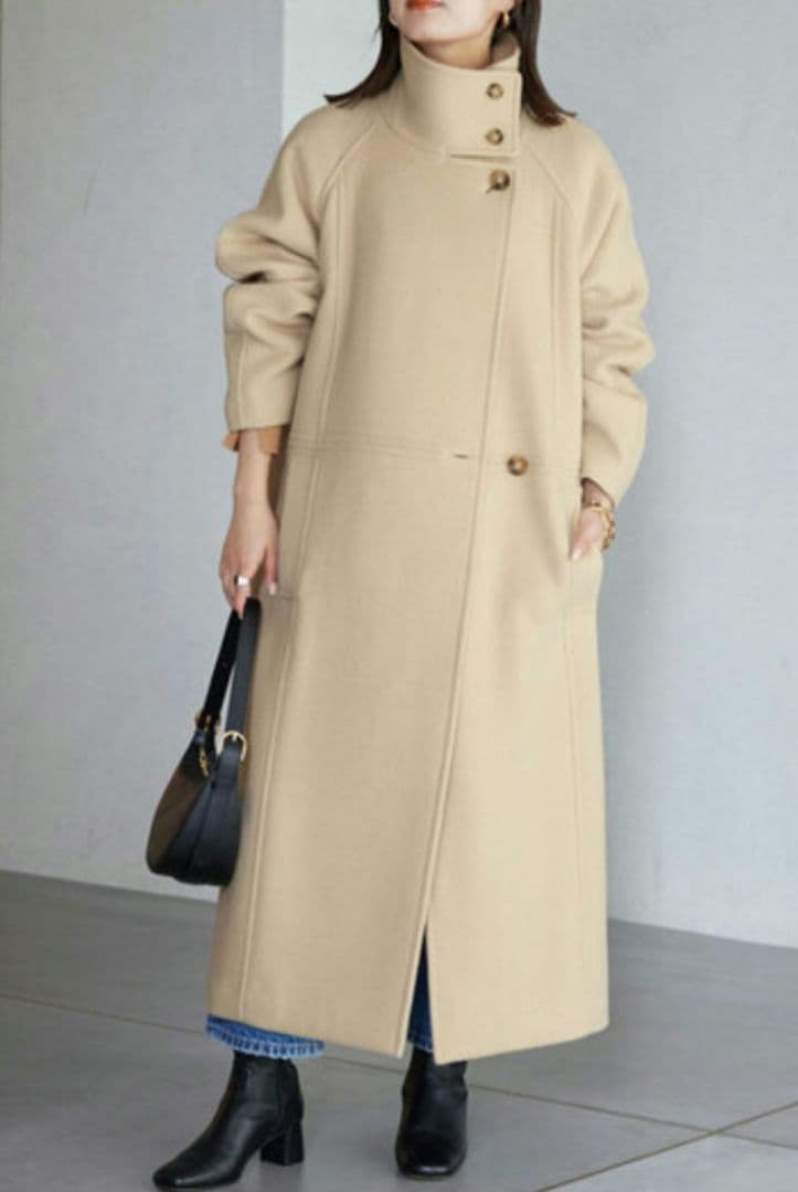 SLOBE IENA スタンドコクーンコート　38 ベージュ