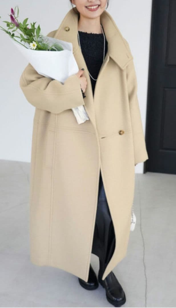 SLOBE IENA スタンドコクーンコート　38 ベージュ