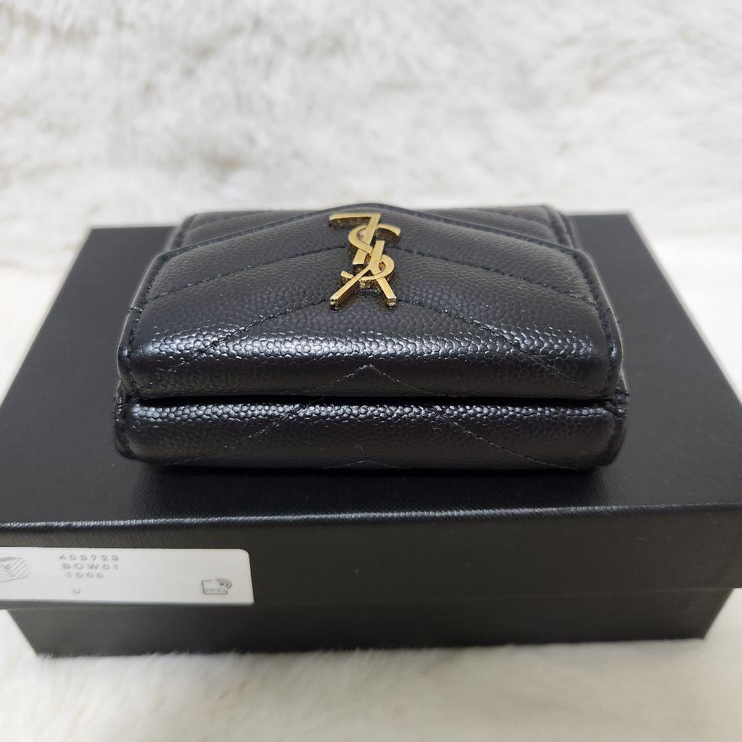 ✨極美品✨サンローラン　三つ折り　カサンドラ　キャビアスキン　レター　レザー