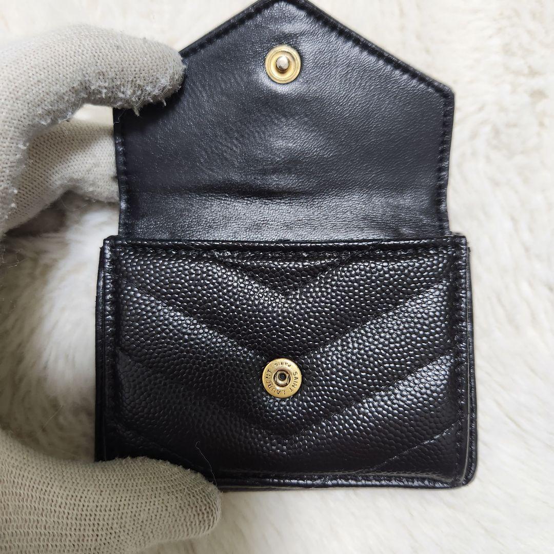 ✨極美品✨サンローラン　三つ折り　カサンドラ　キャビアスキン　レター　レザー