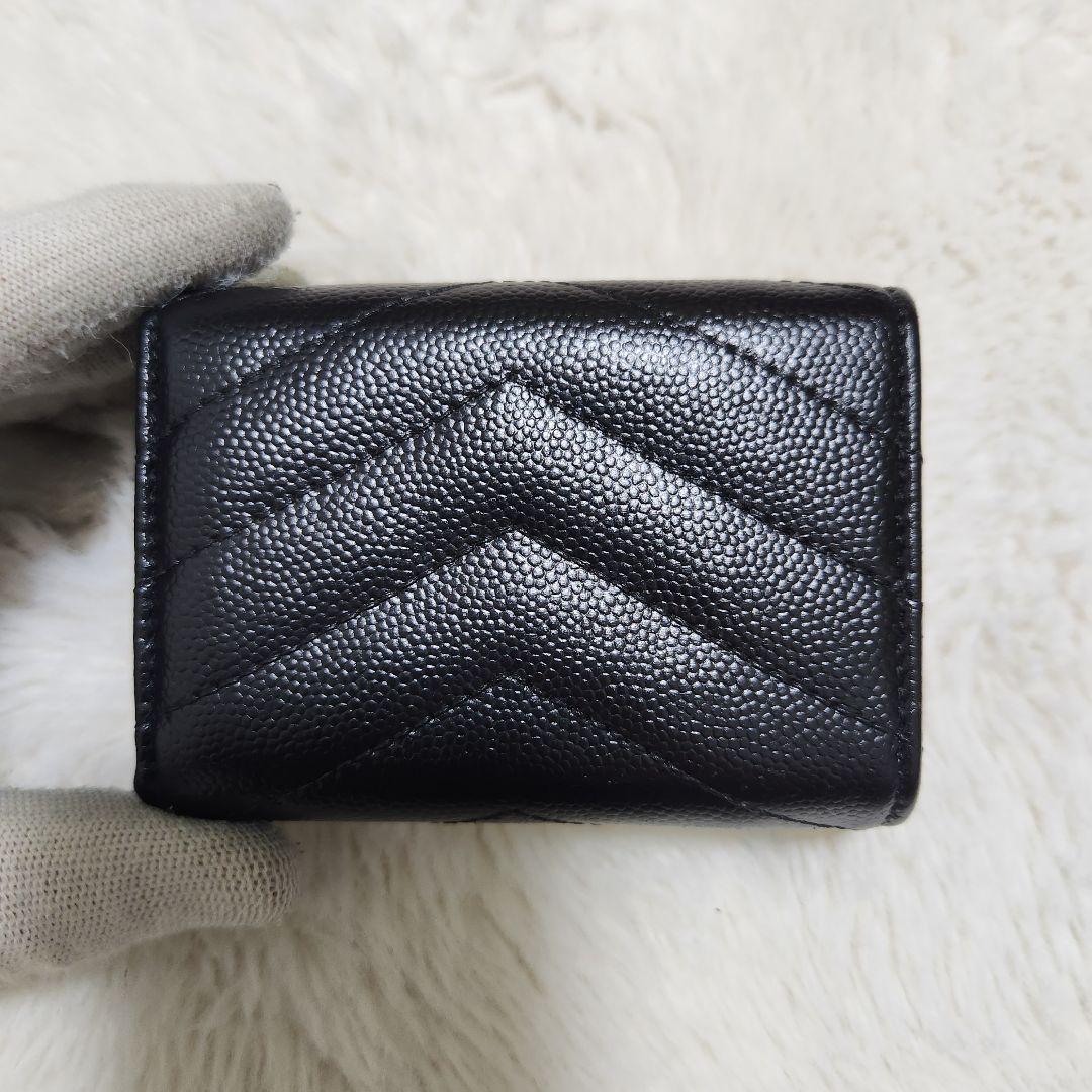 ✨極美品✨サンローラン　三つ折り　カサンドラ　キャビアスキン　レター　レザー