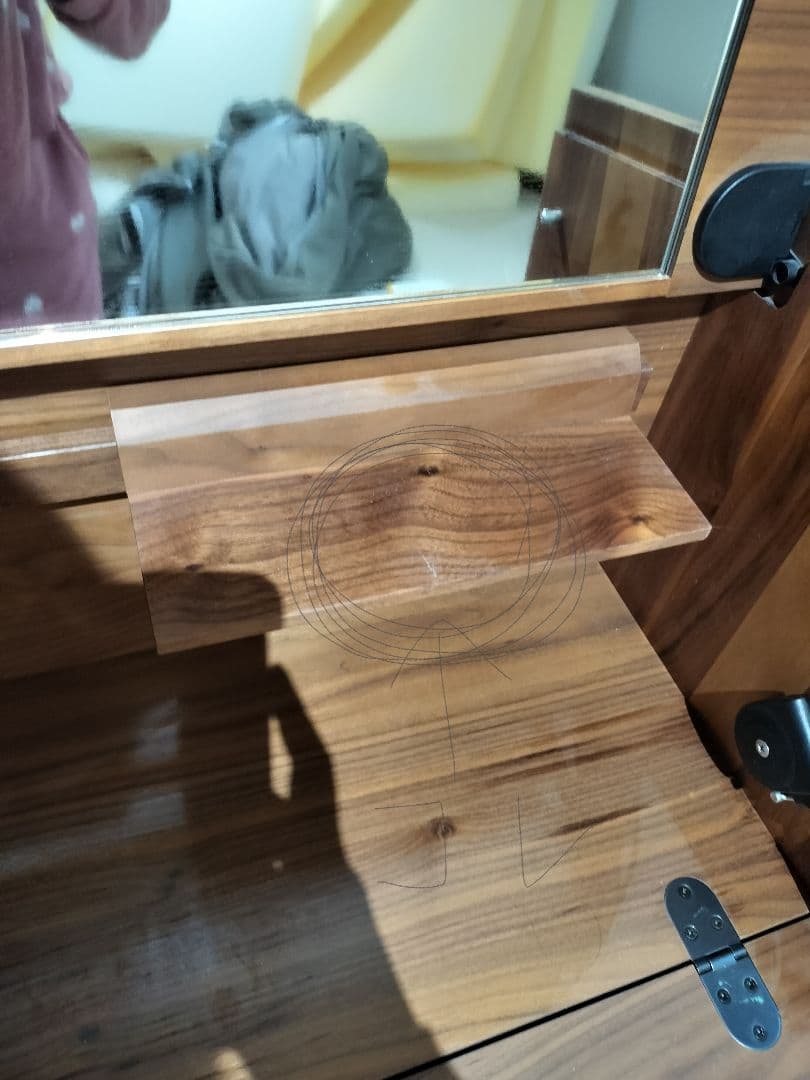 カリモク　木目　収納付きドレッサー・鏡台　ウォルナット