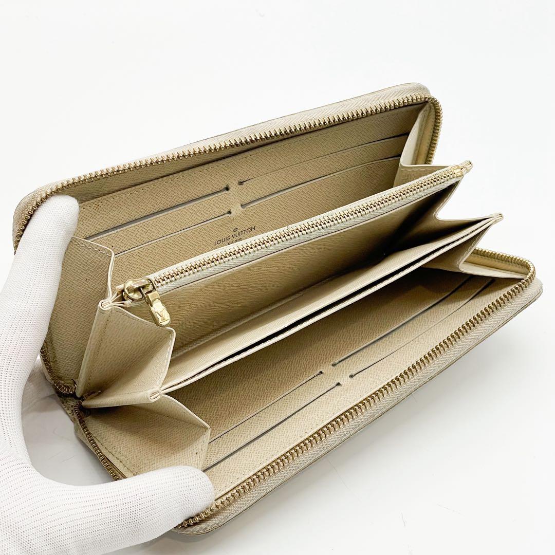 ルイヴィトン ジッピーウォレット ダミエ アズール ラウンド 長財布 ホワイト