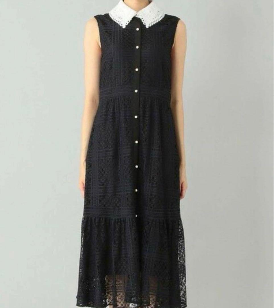 【ミーア】GRACE CONTINENTAL 襟刺繍ティアードワンピース