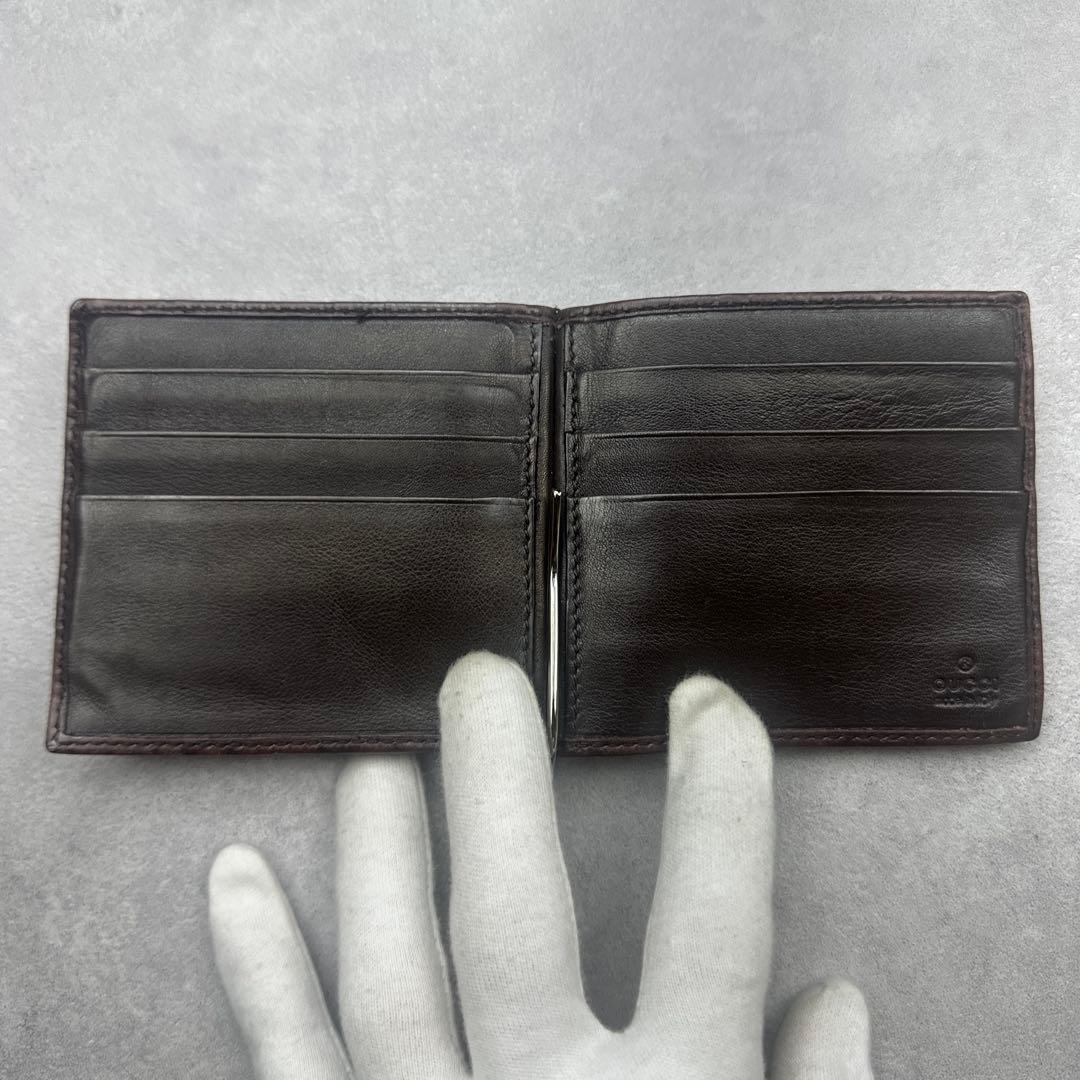 GUCCI グッチ 二つ折り財布 カードケース GG柄 レザー マネークリップ
