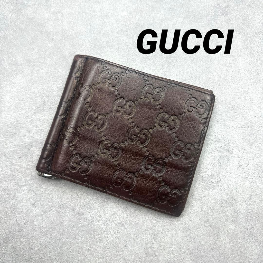 GUCCI グッチ 二つ折り財布 カードケース GG柄 レザー マネークリップ