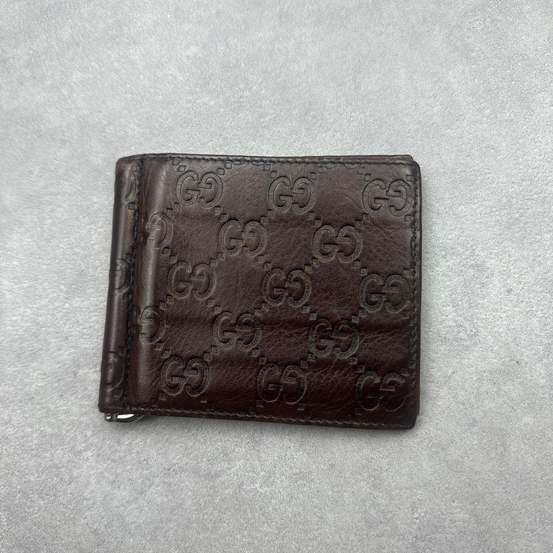 GUCCI グッチ 二つ折り財布 カードケース GG柄 レザー マネークリップ