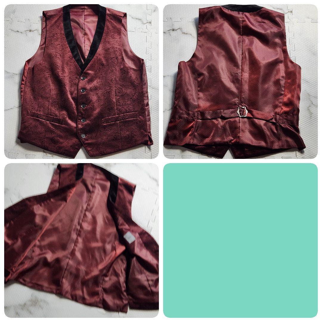 超希少✨XL Tenoras スーツ 3ピース ペイズリー総柄 ベロア ボルドー