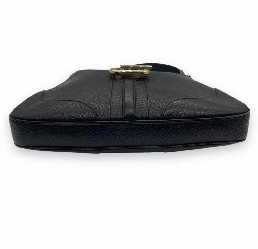 美品GUCCIグッチ ショルダー バッグ ホーボー シボ革 オールレザー