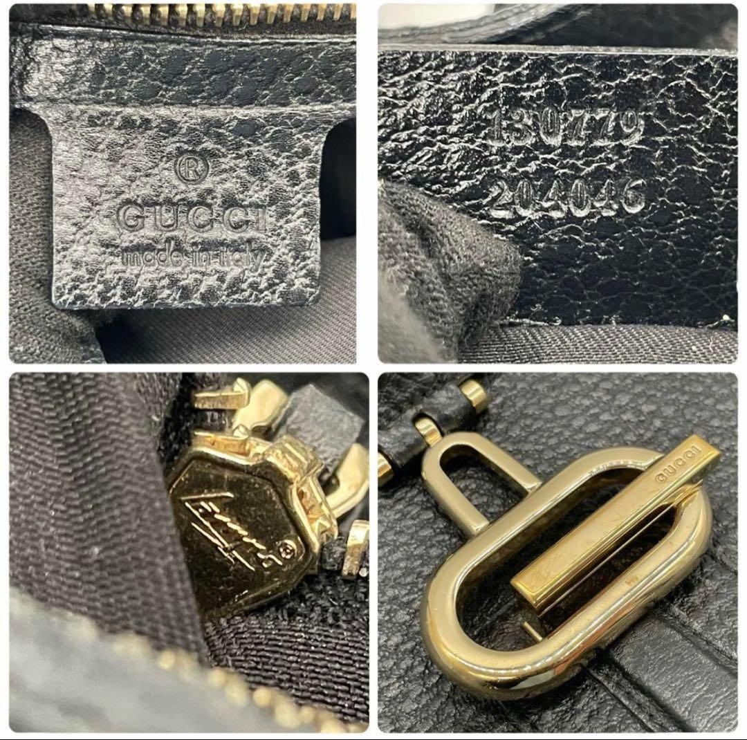 美品GUCCIグッチ ショルダー バッグ ホーボー シボ革 オールレザー