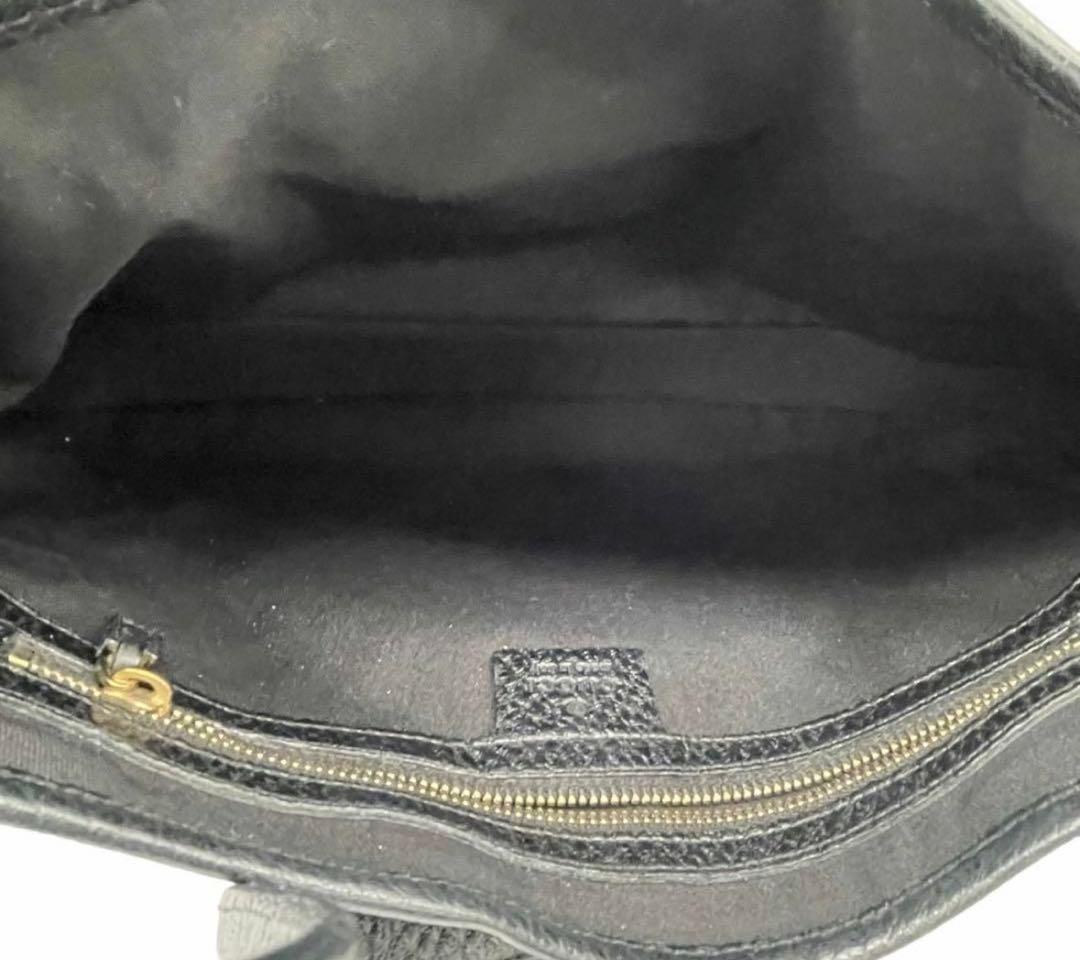 美品GUCCIグッチ ショルダー バッグ ホーボー シボ革 オールレザー