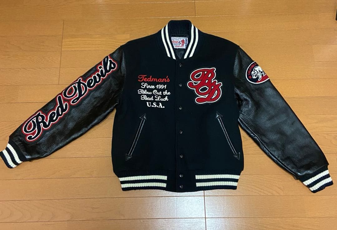 テッドマン 袖革フルデコ スタジャン TDJ-12000黒L