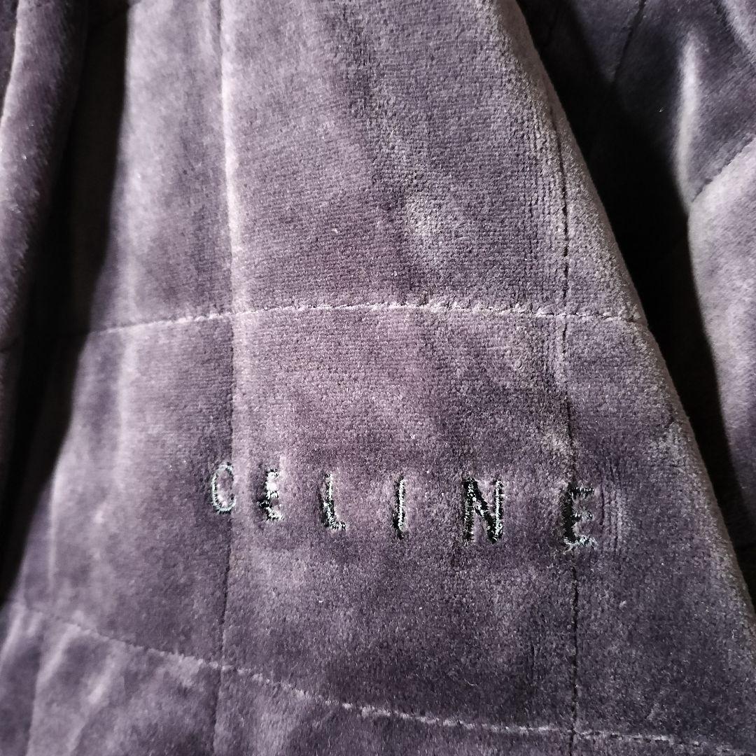新品未使用品 CELINEセリーヌ ロングチェスターコート ベロア生地 刺繍ロゴ