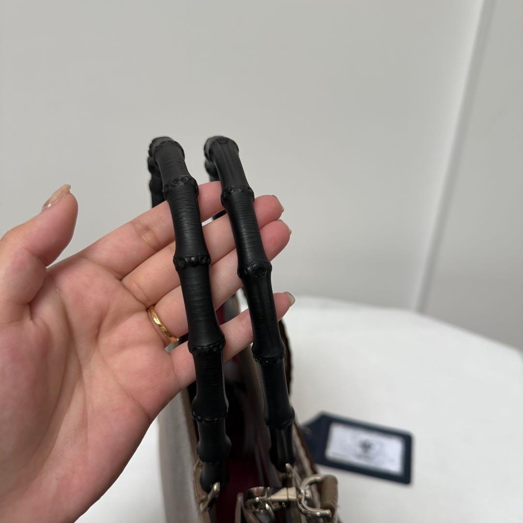 美品 ADMJ バンブーハンドル 2way ショルダーバッグ トートバッグ
