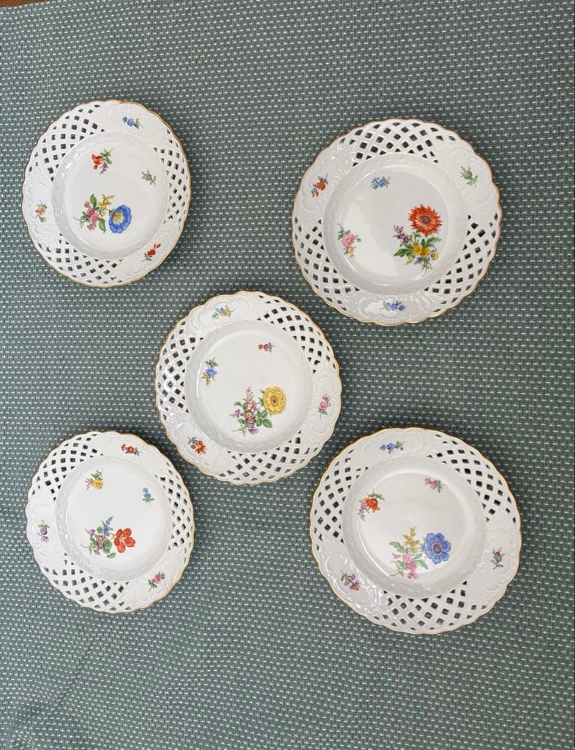 s*u様 マイセンの透かし彫り15cmプレート5枚セット
