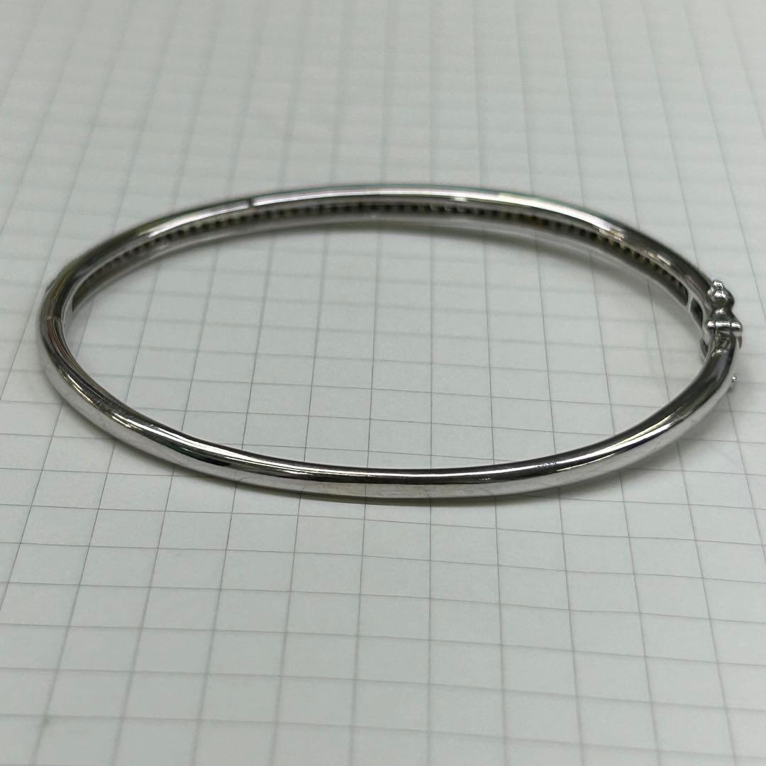 18金　ホワイトゴールド　ブラックダイヤバングル　ユニセックス