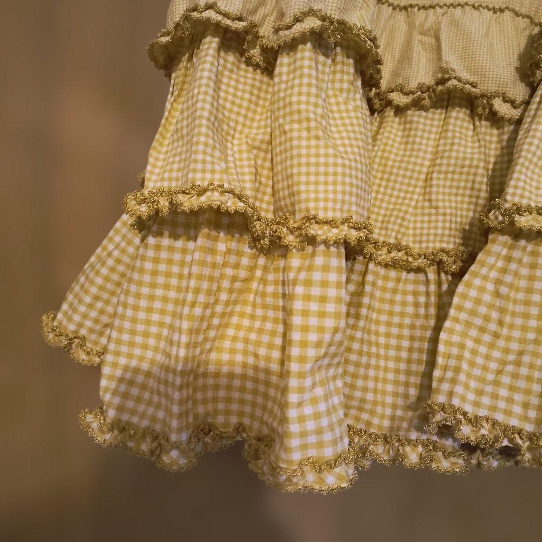 WONDERFUL WORLD 黄色ギンガムチェックロングワンピース（中古品）