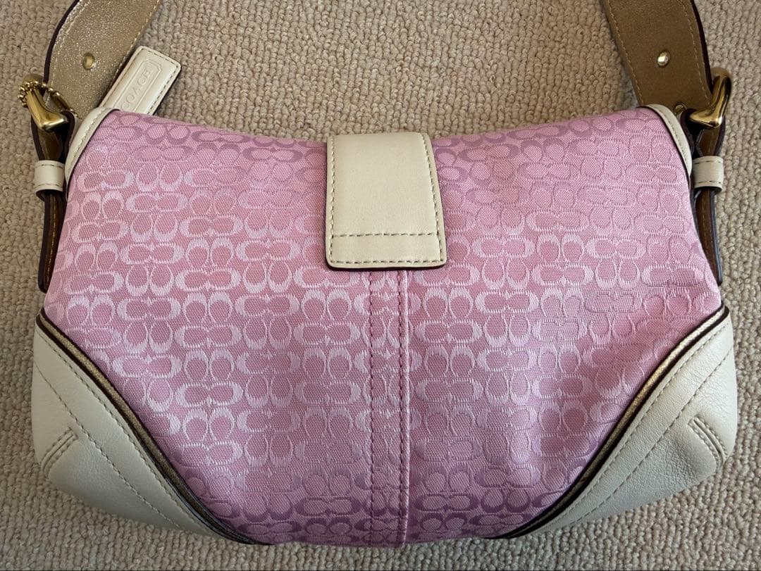 COACH ピンク ホワイト ショルダーバッグ