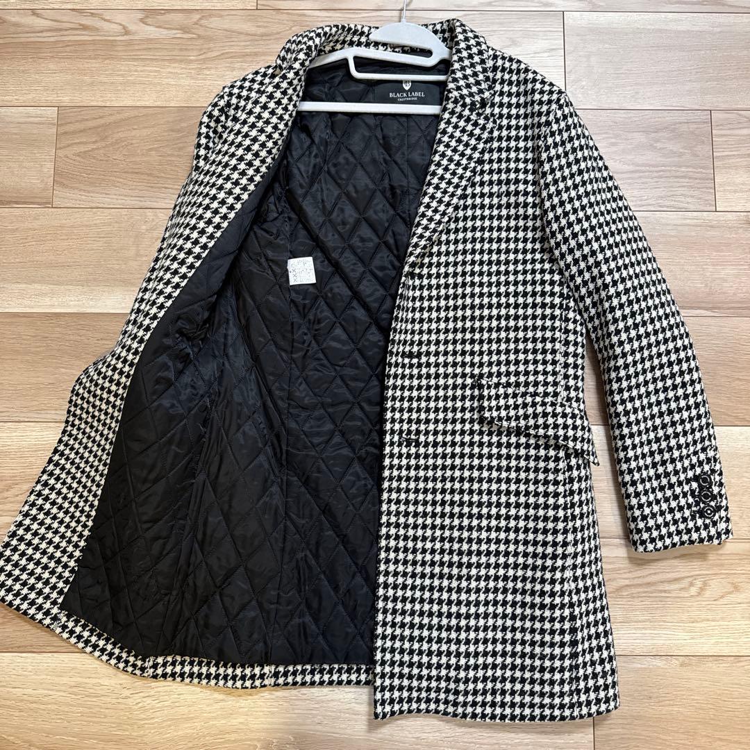 BLACK LABEL ハウンドトゥースツイード チェスターコート　M