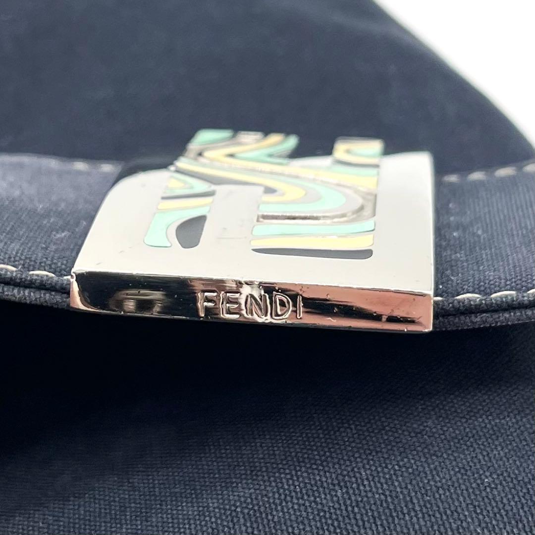FENDI フェンディ マンマバケット マーブル デニム ショルダーバック 濃紺