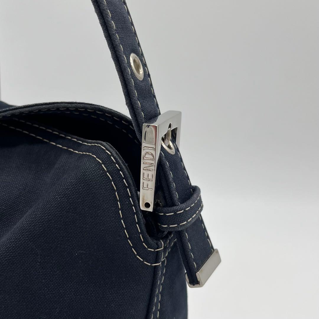FENDI フェンディ マンマバケット マーブル デニム ショルダーバック 濃紺