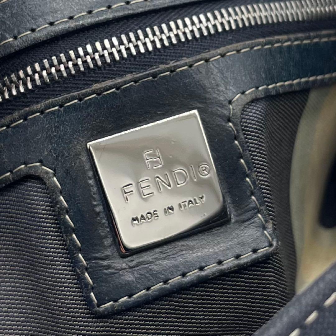 FENDI フェンディ マンマバケット マーブル デニム ショルダーバック 濃紺