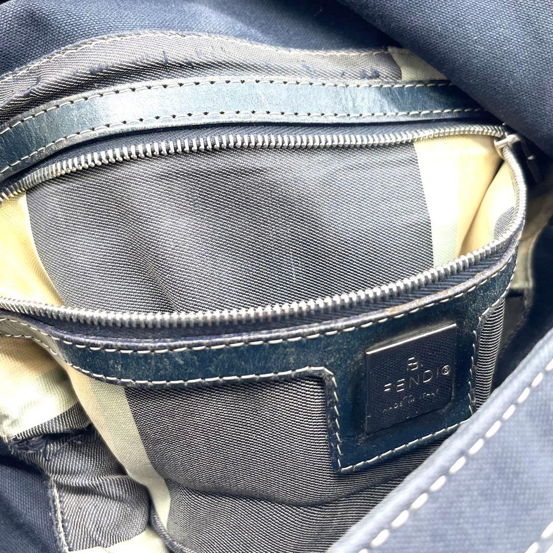 FENDI フェンディ マンマバケット マーブル デニム ショルダーバック 濃紺